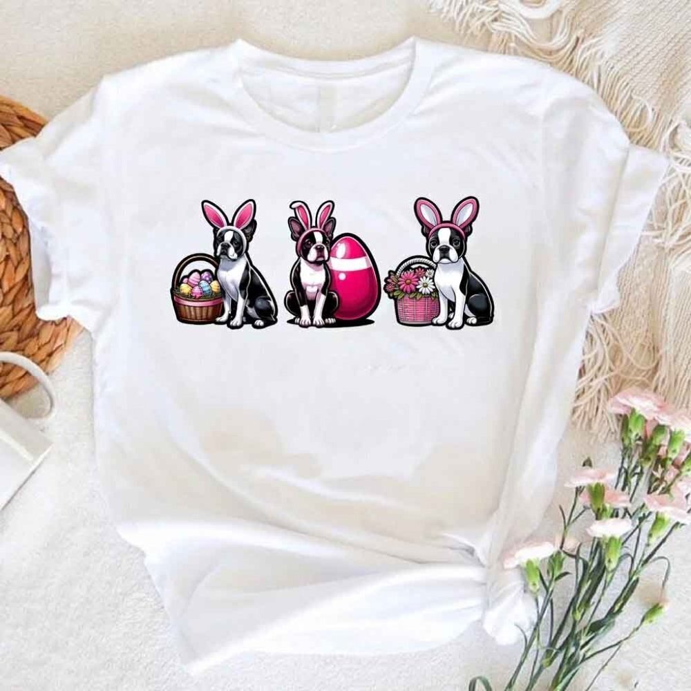 Boston Terriers Dogs Tshirt Easter Dog Bunny Shirt For Dog Lovers